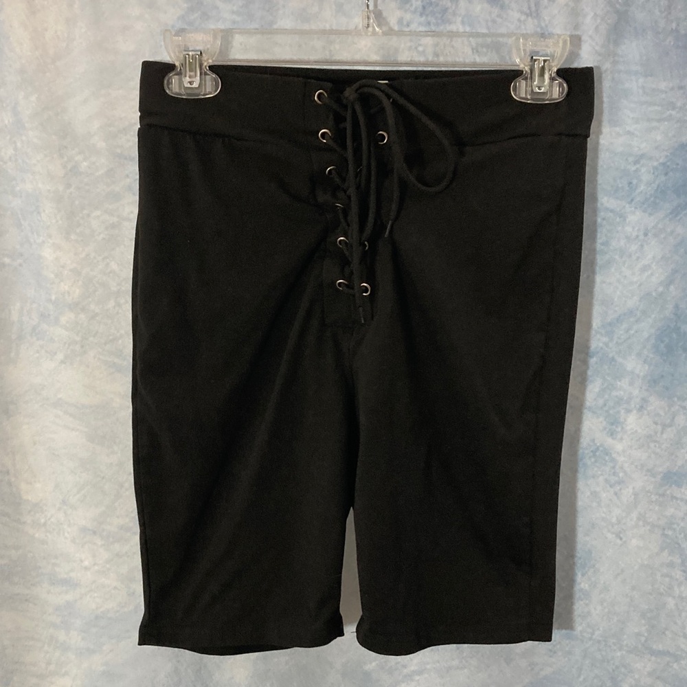 🌺2for$20🌺 ROMWE Black Lace-Up Elastic Waist Ultra High Waist Soft Shorts